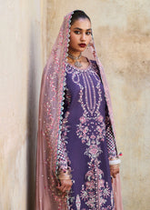 3-PC Unstitched Embroidered Luxury Lawn By Hussain Rehar | Irris